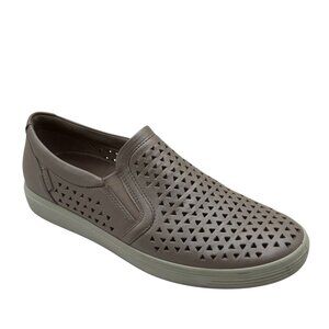 Ecco Perforated Leather Loafer Flat‎ Women’s SNEAKER Size 8 Grey Rose Pewter